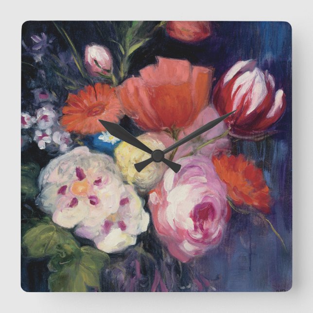 Fresh Cut Spring Flower Square Wall Clock (Front)