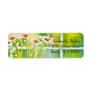 Fresh Daisies Watercolor Return address labels