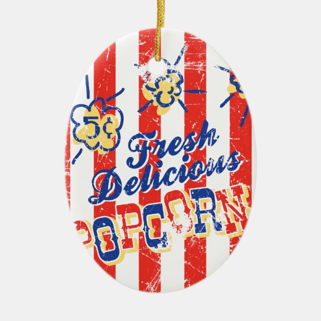 Fresh Delicious Popcorn Ornament — Oval (Front)