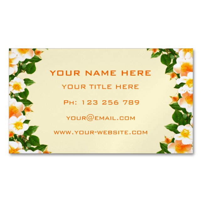 Fresh Design Business Card Magnet with Flowers (Front)