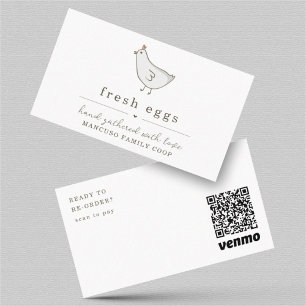 Fresh Eggs Business Card Venmo QR Code to Reorder