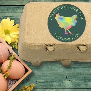 Fresh Eggs Chicken Business Green Personalised Classic Round Sticker