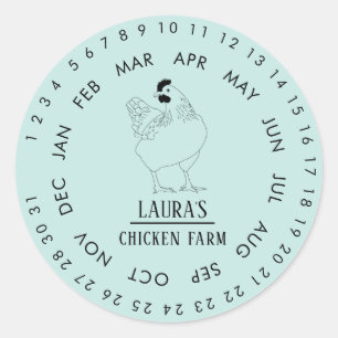 Fresh Eggs Encircled Dates Vintage Chicke Sticker