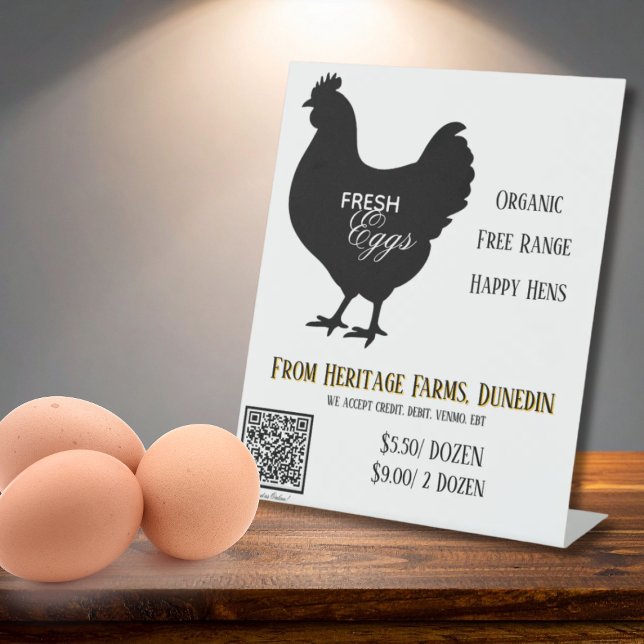 Fresh Eggs Farmer's Market Sign w/ QR Code (Creator Uploaded)