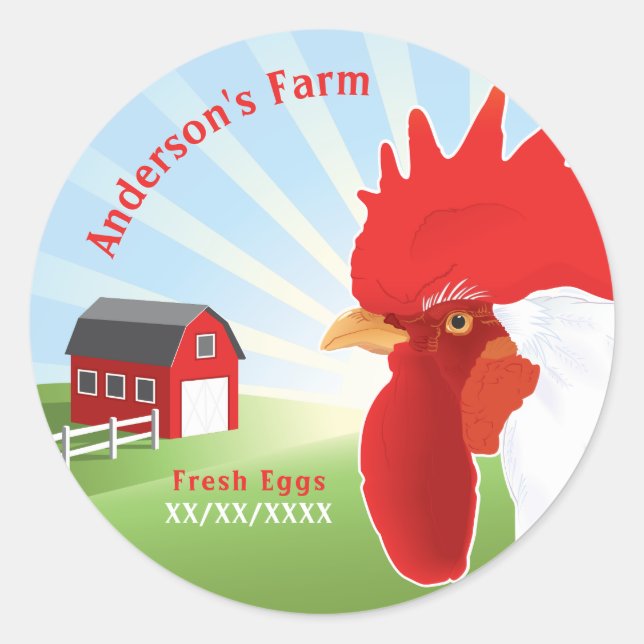 Fresh Eggs Personalise Classic Round Sticker (Front)
