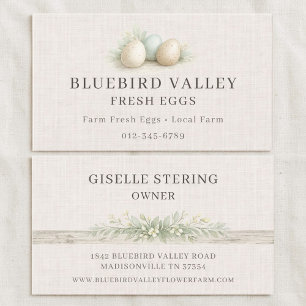 Fresh Eggs Shabby Chic Farmhouse Linen Business Card