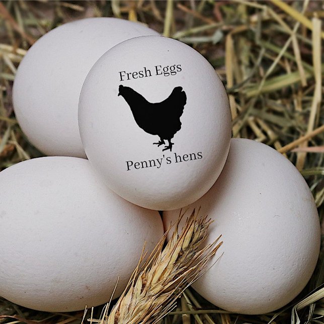 Fresh Eggs Your Name Black Chicken Hen Egg Stamp  (Creator Uploaded)