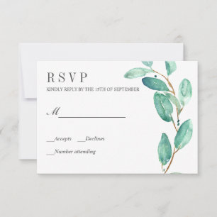 Fresh Eucalyptus Leaves Wedding RSVP Card