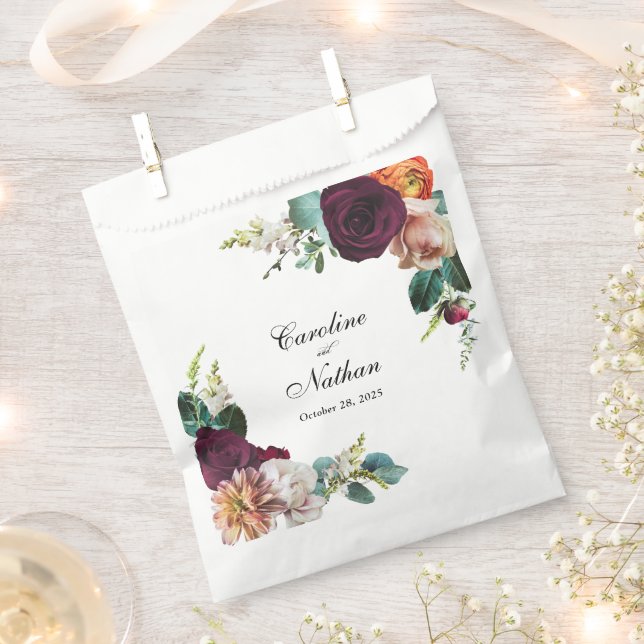 Fresh Fall Floral Wedding Favour Bags (Clipped)