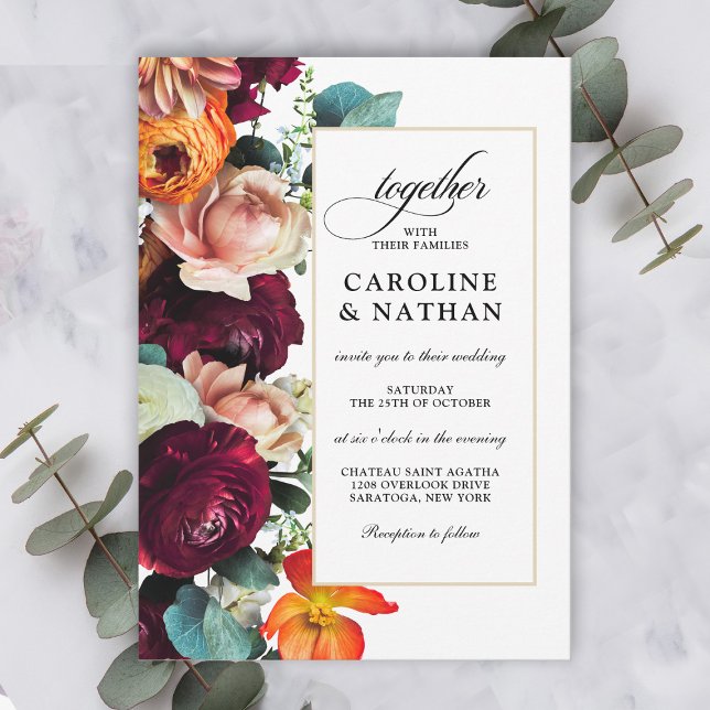 Fresh Fall Romantic Floral Wedding Invitation (Creator Uploaded)