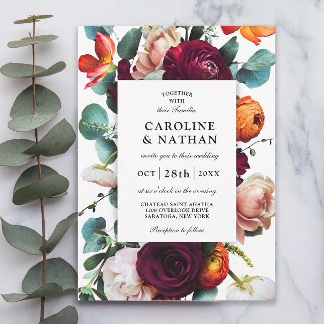 Fresh Fall Romantic Floral Wedding Invitation (Creator Uploaded)