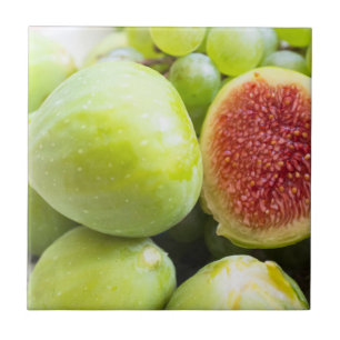 Fresh figs and grape tile