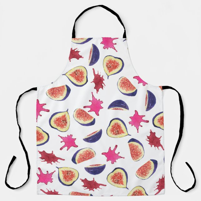 Fresh Figs Pink Juice Watercolor Apron (Front)