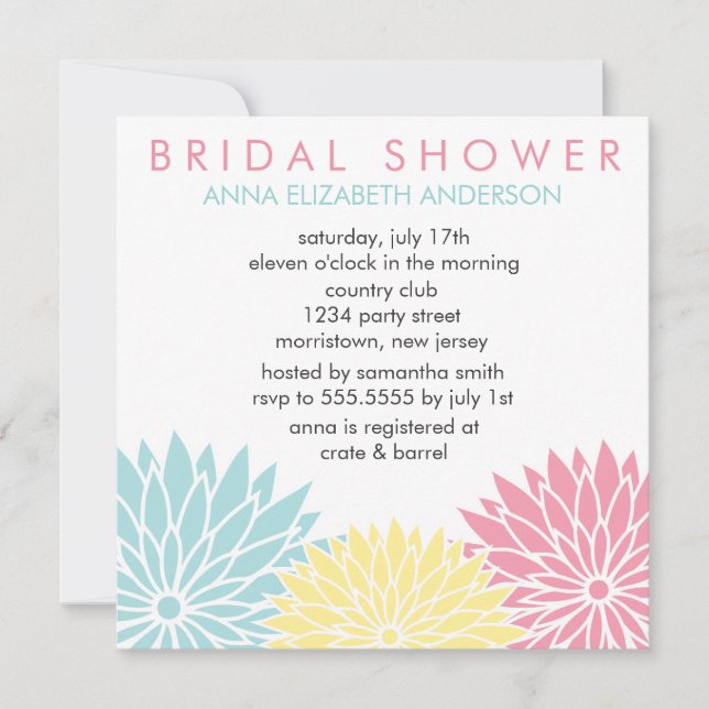 Fresh Floral Bridal Shower Invitation (Front)