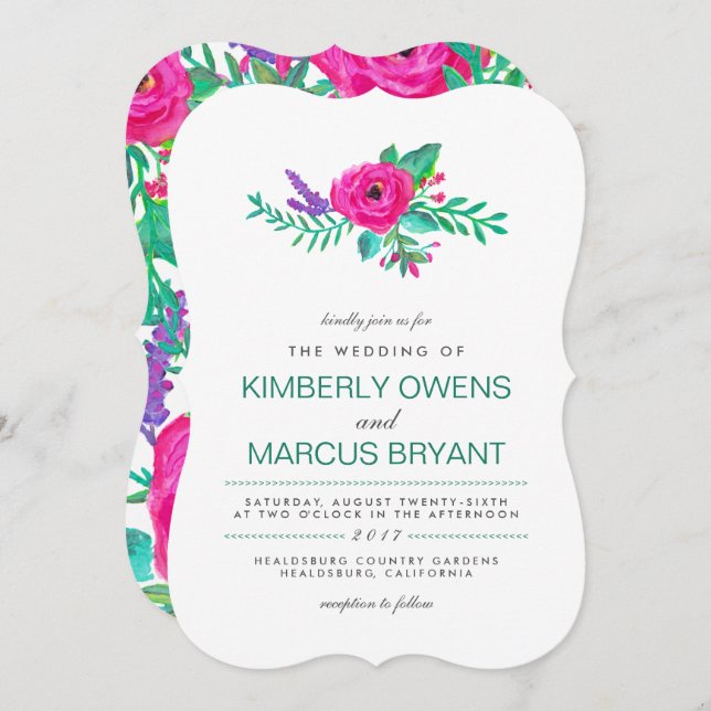 Fresh Florals Wedding Invitation / Floral Back (Front/Back)