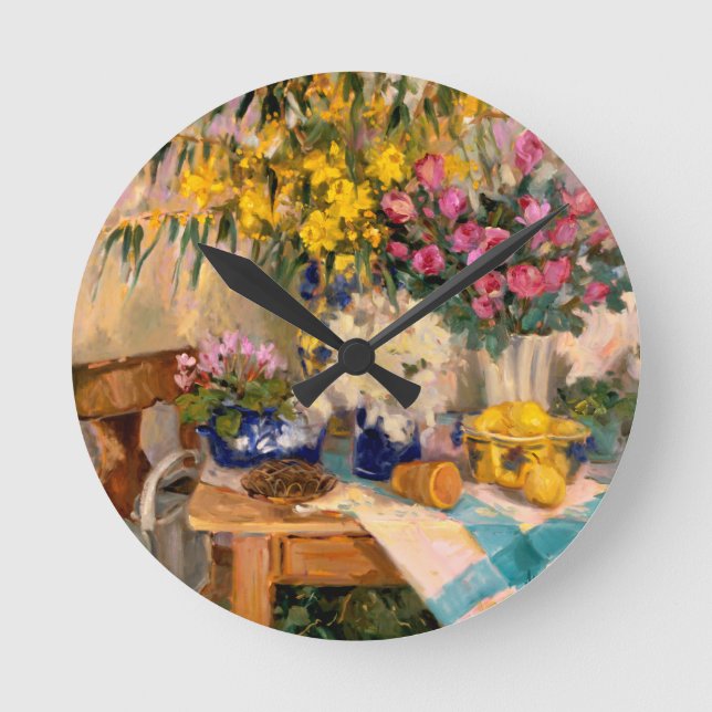Fresh Flowers II Round Clock (Front)