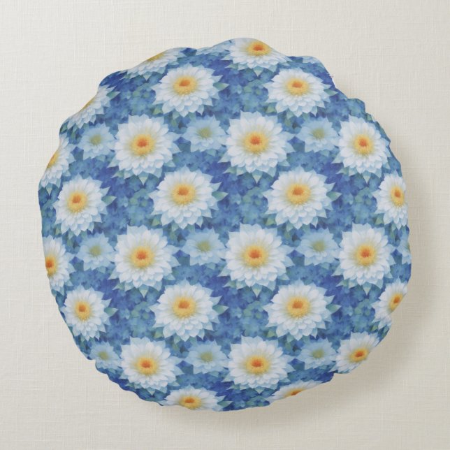 Fresh flowers round cushion (Back)