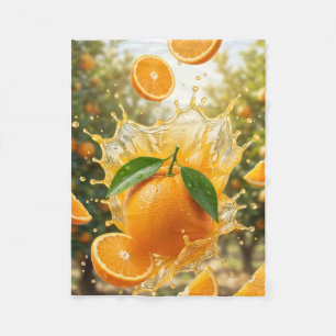 Fresh Flying Oranges Luminous Juice Splash Summer Fleece Blanket