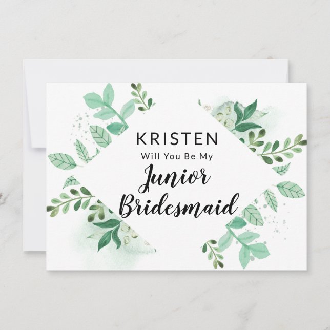 Fresh Foliage Botanic Jr. Bridesmaid Proposal Card (Front)