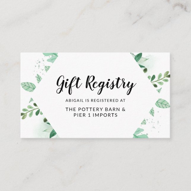 Fresh Foliage Botanical Framed Chic Gift Registry Enclosure Card (Front)