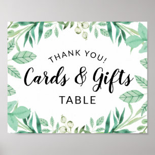 Fresh Foliage Wedding Cards and Gifts Table Sign