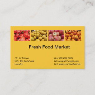Fresh food, fruits, vegetable market business card
