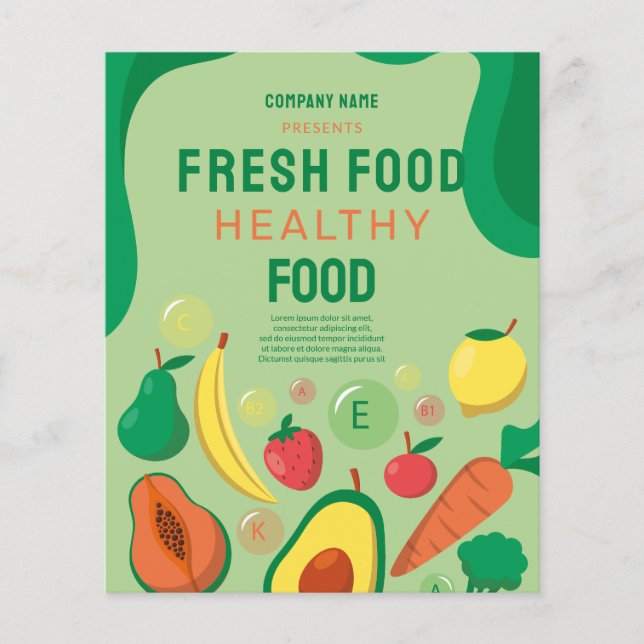 Fresh Food , Healthy Food Catering Restaurant Menu (Front)