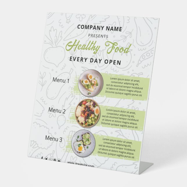 Fresh Food , Healthy Food Catering Restaurant Menu Pedestal Sign (Front)