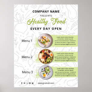 Fresh Food , Healthy Food Catering Restaurant Menu Poster