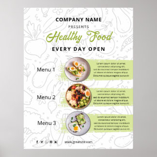 Fresh Food , Healthy Food Catering Restaurant Menu Poster