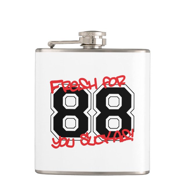 Fresh for '88 hip flask (Front)