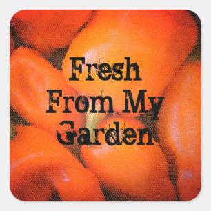 Fresh From Garden Mosaic Orange Chilli Peppers Square Sticker