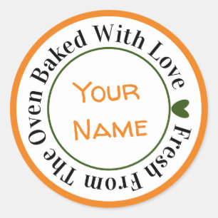  Fresh From the Oven Baked with Love Pumpkin Colou Classic Round Sticker