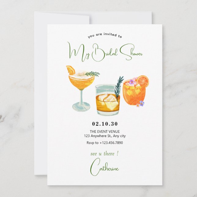 Fresh fruit orange juice drinks bridal shower invitation (Front)