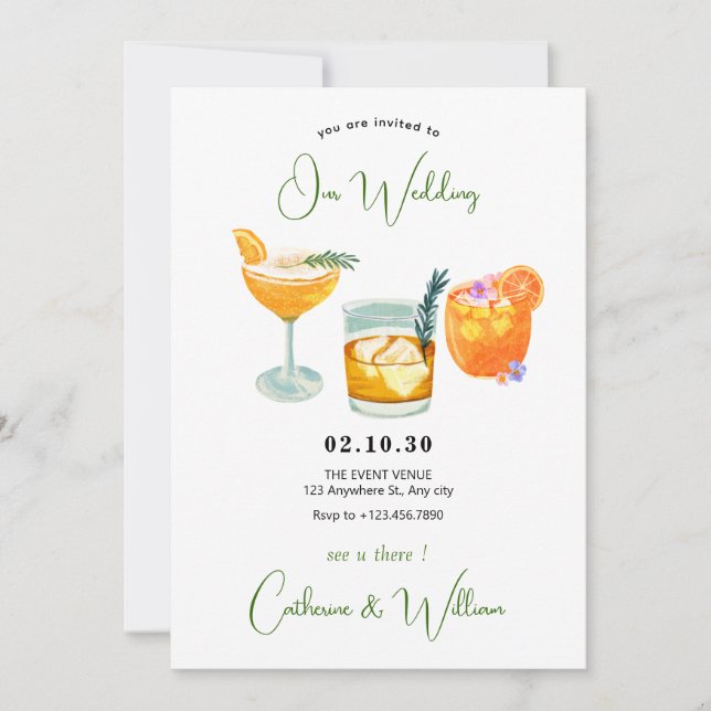 Fresh fruit orange juice drinks wedding invitation (Front)