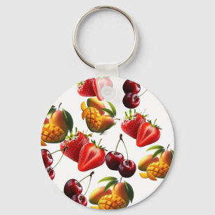 Fresh Fruit Pattern – Strawberry, Cherry & Mango A Key Ring