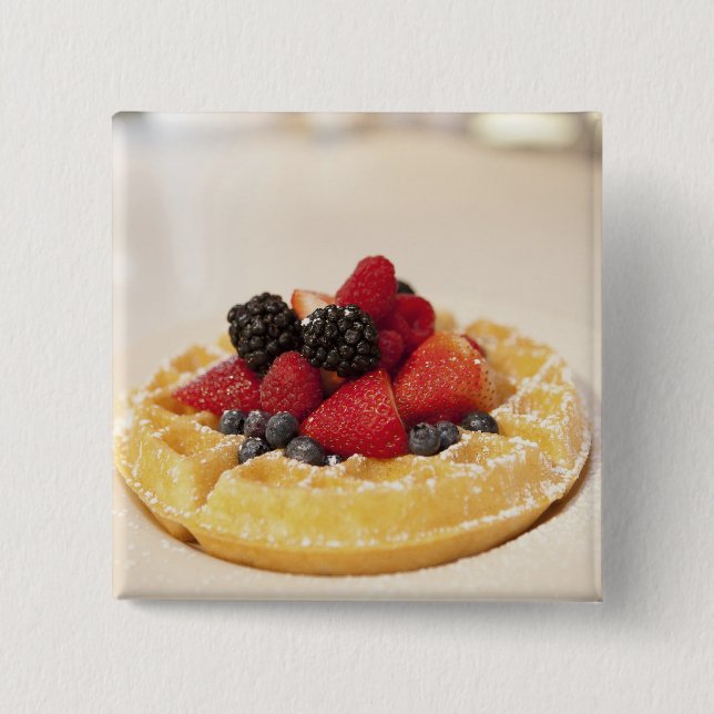 Fresh fruit waffle 15 cm square badge (Front)
