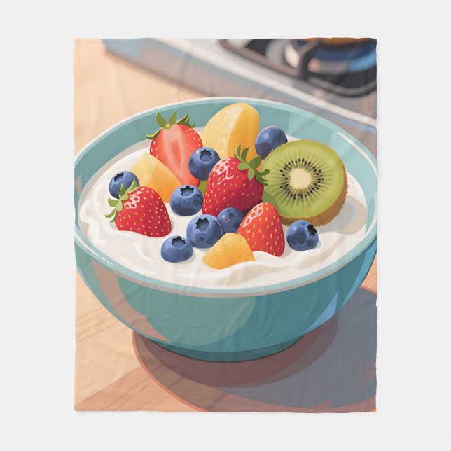 Fresh Fruit Yogurt Bowl Fleece Blanket (Front)