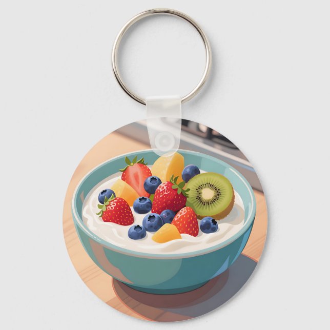 Fresh Fruit Yogurt Bowl Key Ring (Front)