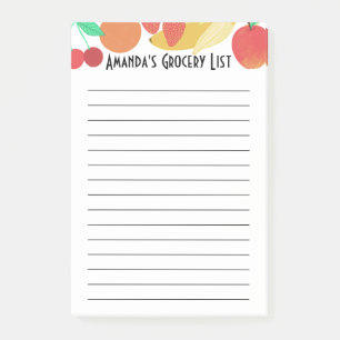 Fresh Fruits Grocery Shop List Meal Planning Post-it Notes