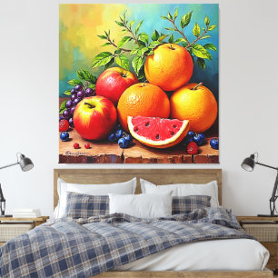 Fresh Fruits in a Perfect Mix Design Canvas Print