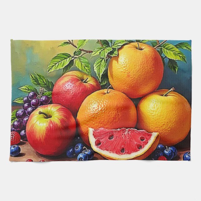 Fresh Fruits in a Perfect Mix Design Tea Towel (Horizontal)
