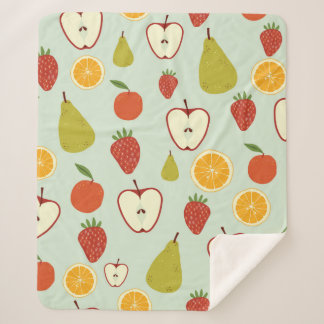 Fresh fruits in a seamless repeating pattern sherpa blanket