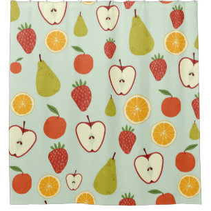 Fresh fruits in a seamless repeating pattern shower curtain