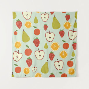 Fresh fruits in a seamless repeating pattern tapestry