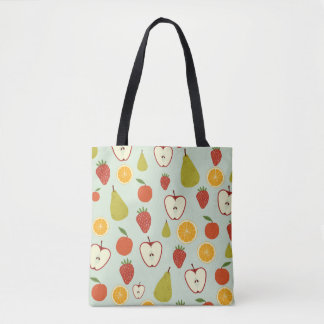 Fresh fruits in a seamless repeating pattern tote bag