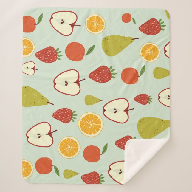 Fresh Fruits: Vibrant Seamless Pattern Sherpa Blanket (Front)