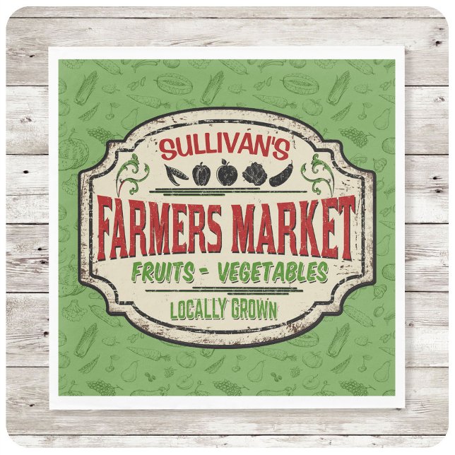 Fresh Garden ADD NAME Locally Grown Farmers Market Napkin (Creator Uploaded)