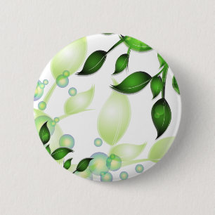 Fresh Garden Leaves on White 6 Cm Round Badge