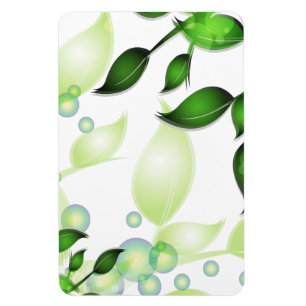 Fresh Garden Leaves on White Magnet